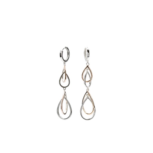 [17943-A] Pendientes Lineargent Doble Gotas Largos Bicolor