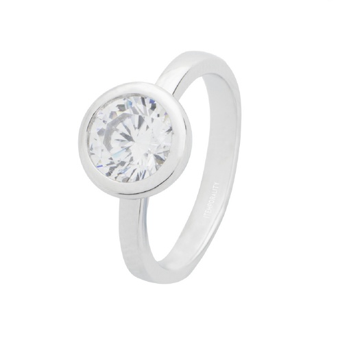 [SRN-101-081-16] Anillo solitario Itemporality plata con circonita engastada en bisel