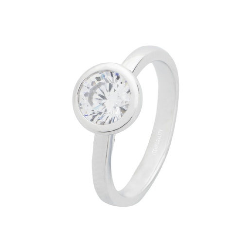 [SRN-101-083-12] Anillo solitario Itemporality plata con circonita engastada en bisel