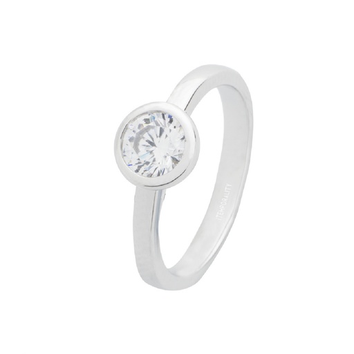 [SRN-101-084-14] Anillo solitario Itemporality plata con circonita engastada en bisel