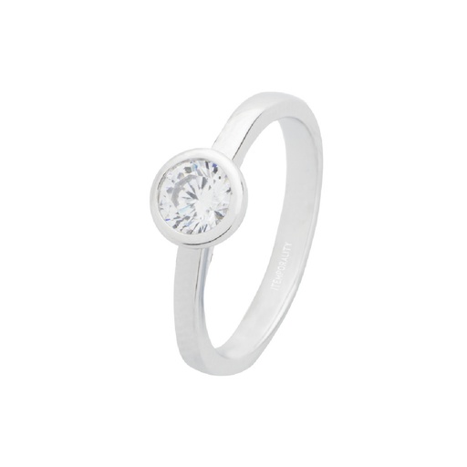 [SRN-101-085-12] Anillo solitario Itemporality plata con circonita engastada en bisel