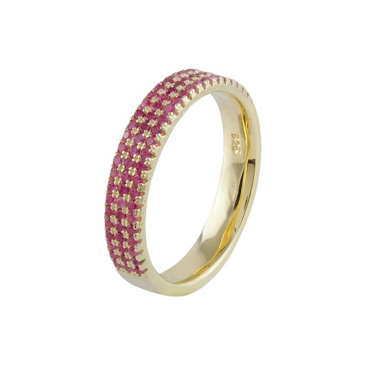 Anillo Itemporality Serena Plata Baño Oro y Triple Circonitas Rosa Rubí