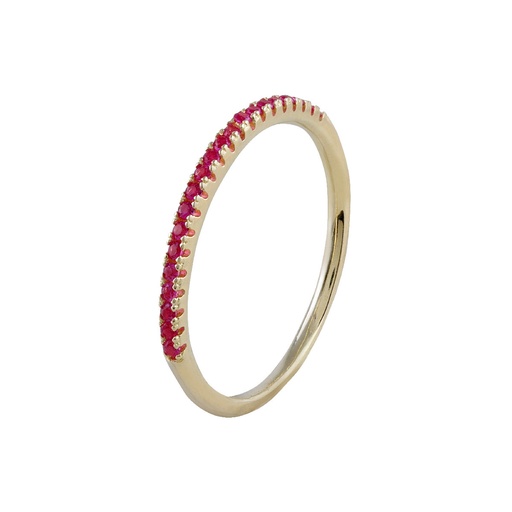 [SRN-205-082-10] Anillo Itemporality Steffi Plata Baño Oro y Circonitas Rosa Rubí