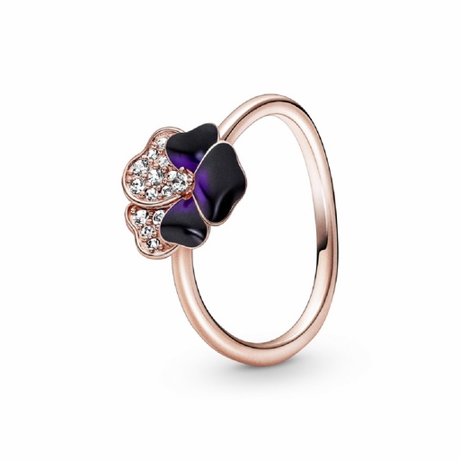 Anillo Pandora Rose Flor Pensamiento Morado